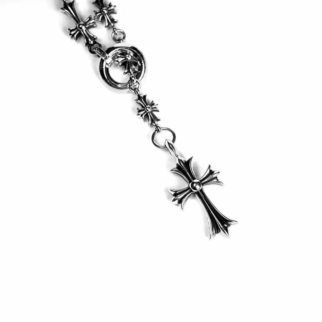 Chrome-Hearts CROSS AND BABYFAT CHARM WITH TINY E CH PLUS CHALK CHAIN