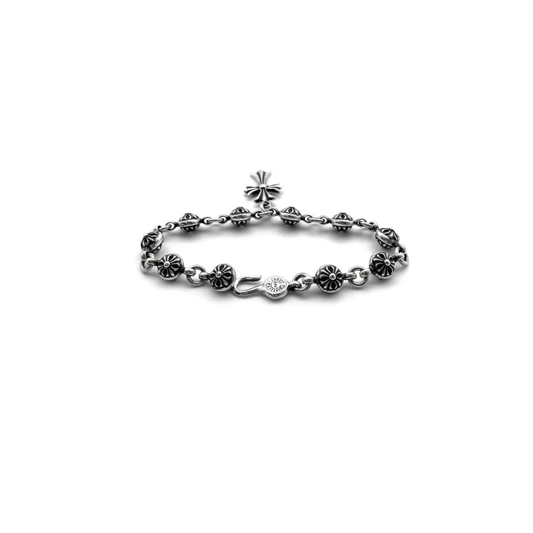 Chrome-Hearts Silver Cross Ball Tiny E Bracelet